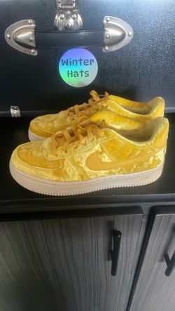 Nike Air Force 1 Low Crushed Velvet Yellow GS Size 5 — Brand New/Never Worn