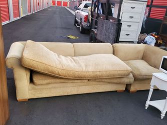 Beige/ mustard Fabric Sectional Sofa ,Goosedown feather filled.