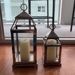 Malta Glass & Metal Lantern - Silver Finish