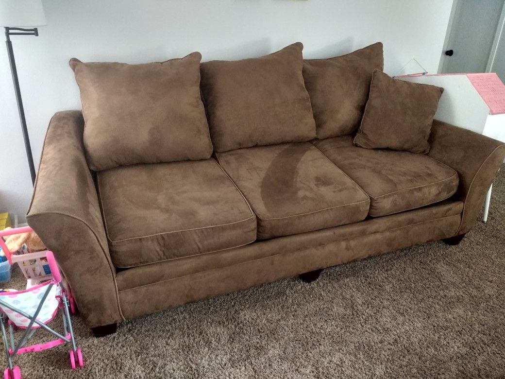 Ashley Furniture Brown Microfiber Couch and Loveseat