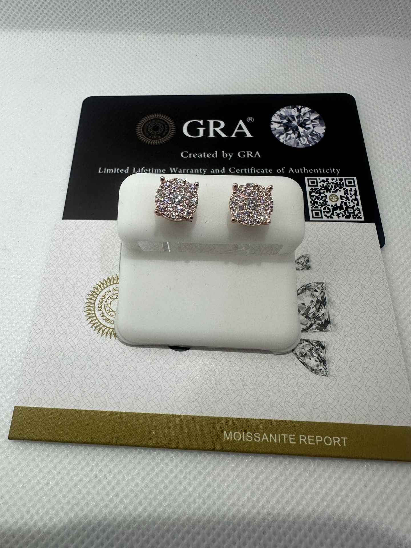 Rose Gold Tone 'Bulls Eye' Moissanite Earrings