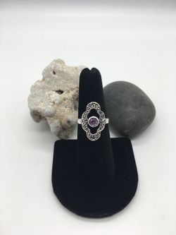 Vintage Amethyst & Marcasite 925 TM Sterling Ring