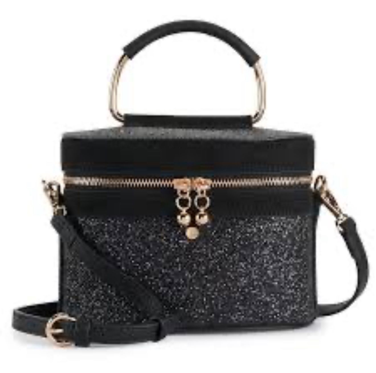 LC BY LAUREN CONRAD BLACK GLITTER GIFT VANITY PURSE