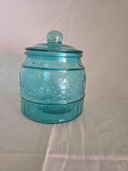 The Pioneer Woman Cassie Teal Glass Canister Jar - Small (Airtight Seal)