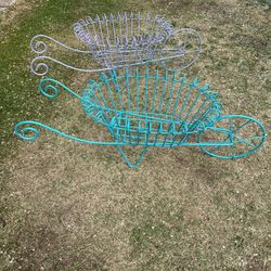 Metal Wheelbarrow/Basket Planters, 4 Ft. Long, 17” Tall