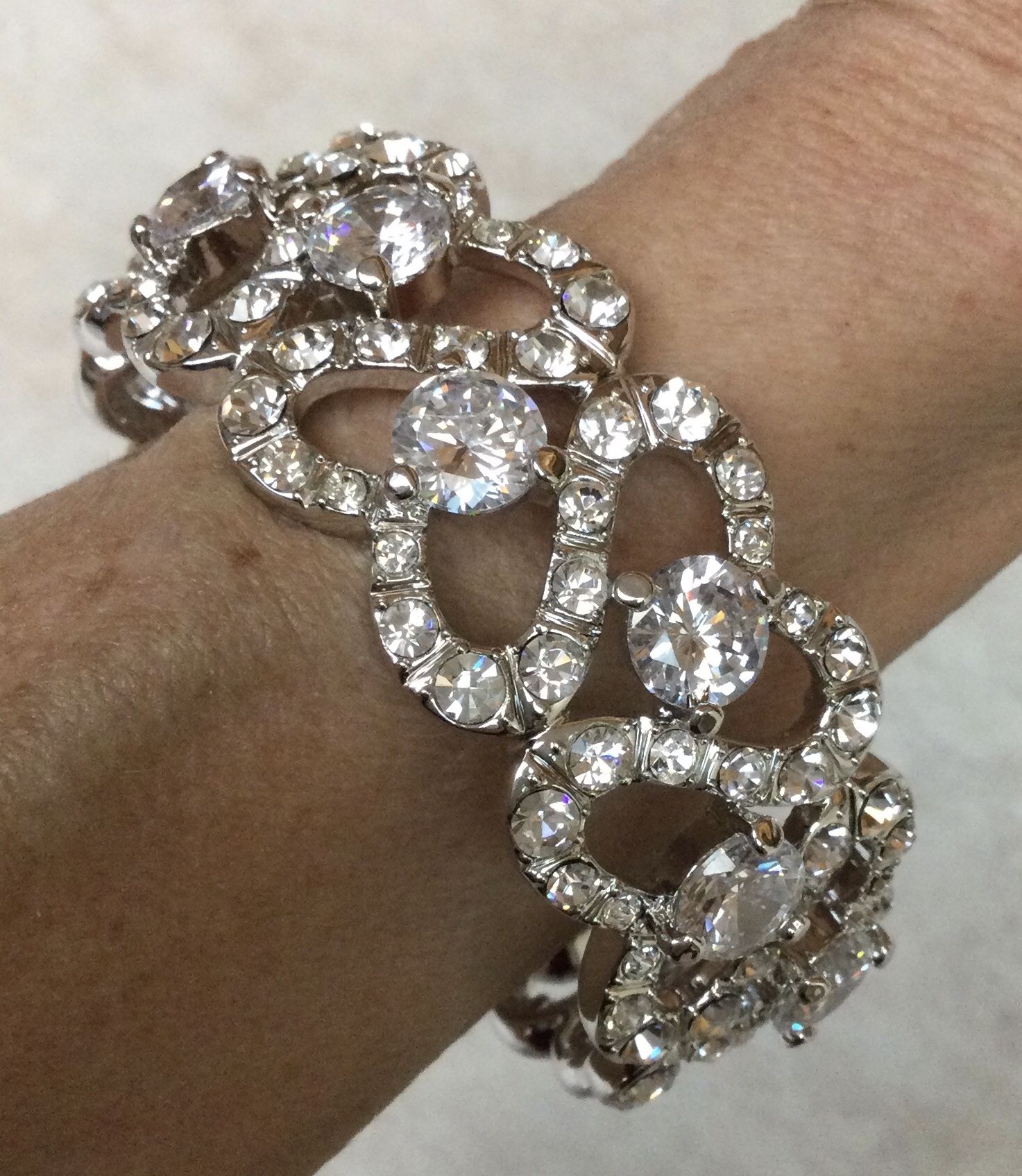 Swarovski Crystal Bracelet - Heart Motif ( 1” Wide).