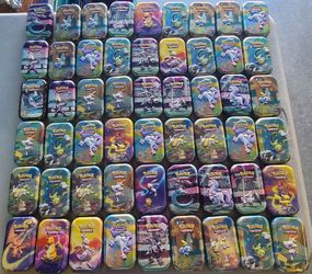 Lot of 54 Pokémon TCG Mini Tins – Empty No Packs – Art Cards Included – Galar Pals Charizard & MORE