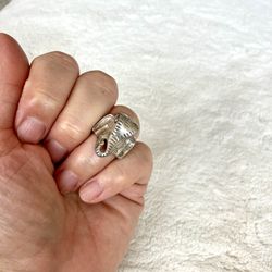 Vintage Elephant Ring Silver 