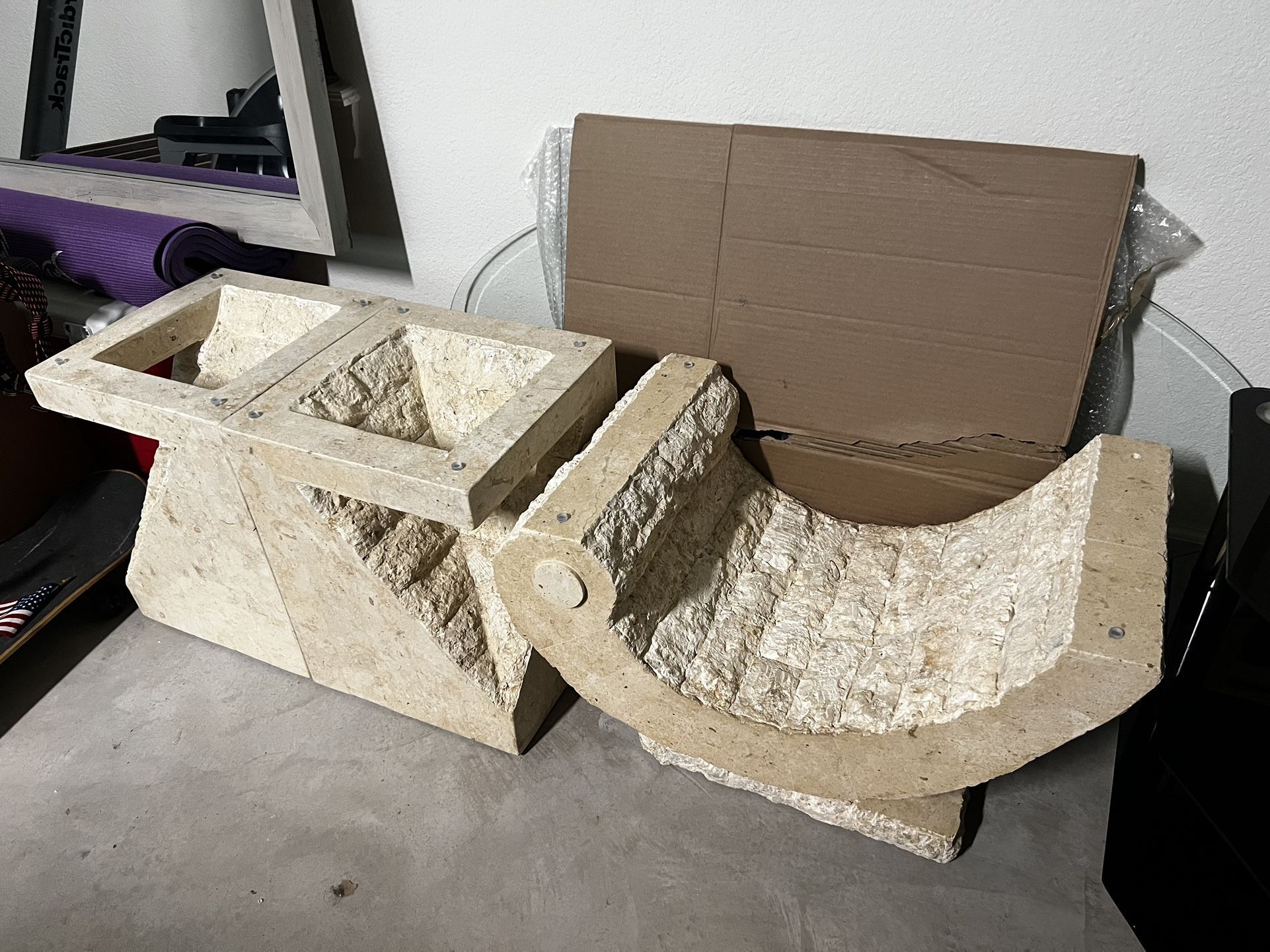 3 Fine Mactan Stone Base and Tempered Glass Tables