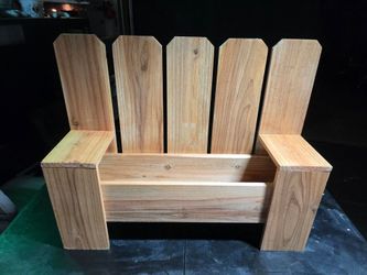 Bench style planter box with light colored stain