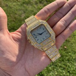 14k Gold Plated Iced Out Watch Men Women Flooded Premium Watch Gift Hip Hop