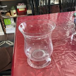 8.5” tall, 6.75” diameter used beautiful round glass vase
