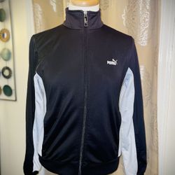 Puma Black & White Zip Up Jacket Size Small 