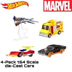 (NEW) HOT WHEELS Premium Marvel 4-Pack of 4 Toy 1:64 Scale Cars (PERFECT STOCKING STUFFER)