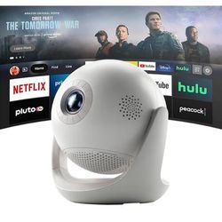 【2026 Upgrade Version】Smart Portable Projector with WiFi 6 & Android TV, Spherical Movie Projector for Ceiling, 270° Rotating Gimbal Design, Bluetooth