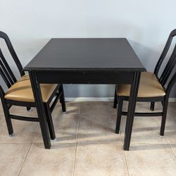 Square Wood Table With 2 Chairs