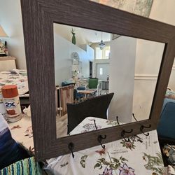 Wall Mirror With 4 Hooks Also Hanging Hooks In Back 26 W 22 H  25 Obowall Mirror 