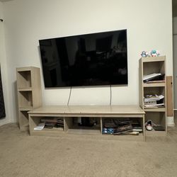 Ashely furniture low height entertainment center with 2 towers