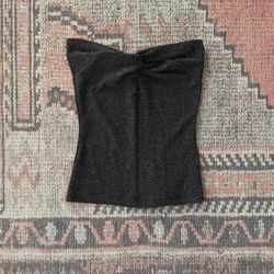 Divided by H&M Black & Gold Shiny/Glittery Twist Knot Tube Top