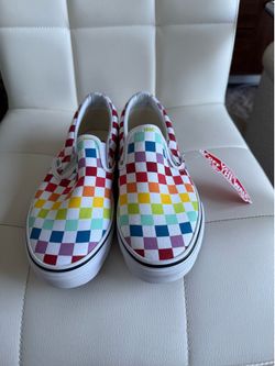 Brand New Slip-On Rainbow Checkered Vans