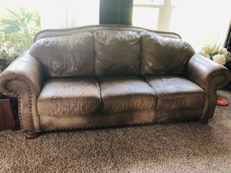 Leather couch and loveseat