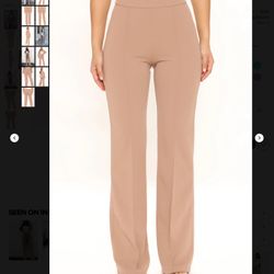 Ladies Size 2X (16-18) Taupe Colored, High Waist , Wide Leg Dress Pants