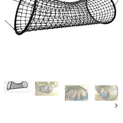 HearthSong 6-Foot Weather-Resistant Hanging Woven Rope Tunnel Bridge for Kids, Holds Up to 400 Lbs, Black