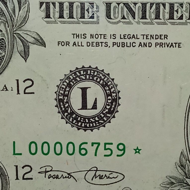 2001 $1  FANCY  LOW SERIAL NUMBER  Star Note BILL