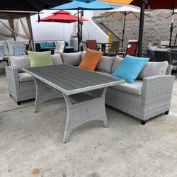 Patio Furniture Outdoor Dining Table Bench Set