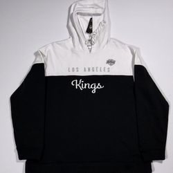 Los Angeles Kings Hoodie Mens Medium Black White Pullover NHL Colorblock