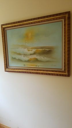 Painting on canvas with wooden frame