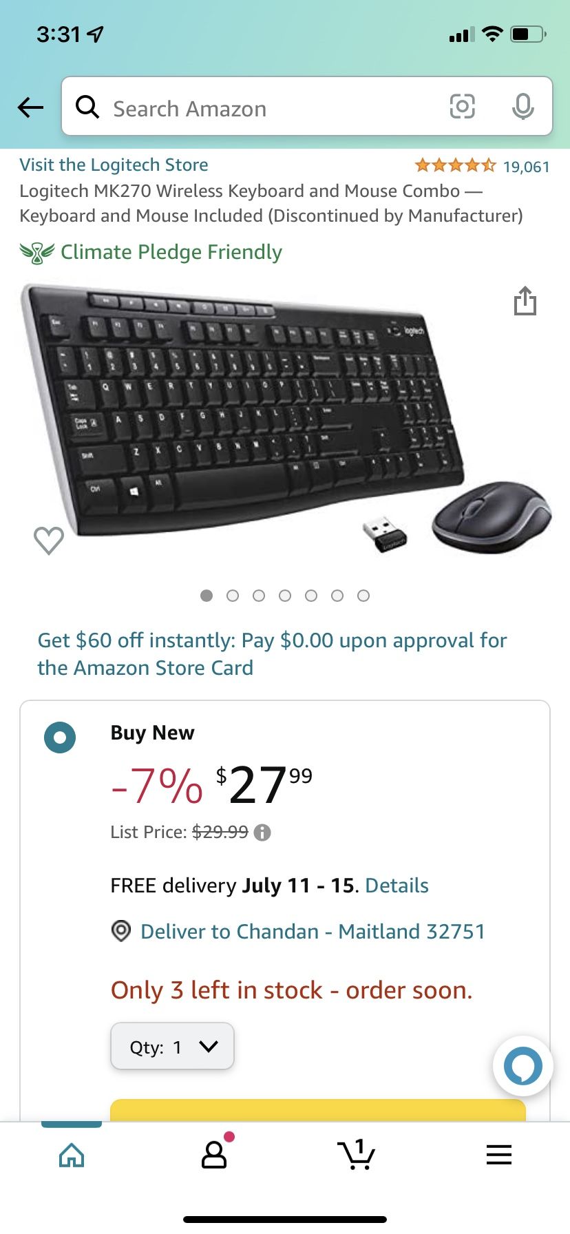 Logitech MK270 Wireless Keyboard and Mouse Combo — Keyboard and Mouse Included