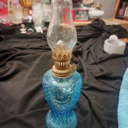 Small Vintage Blue Korean Kerosene Lamp