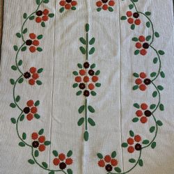 🌼 Vintage Hand-Crocheted Floral Afghan – Tunisian Stitch – 62”x 52” – Excellent Condition
