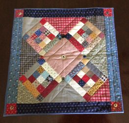 Table Square Quilted with Buttons 17”x17”