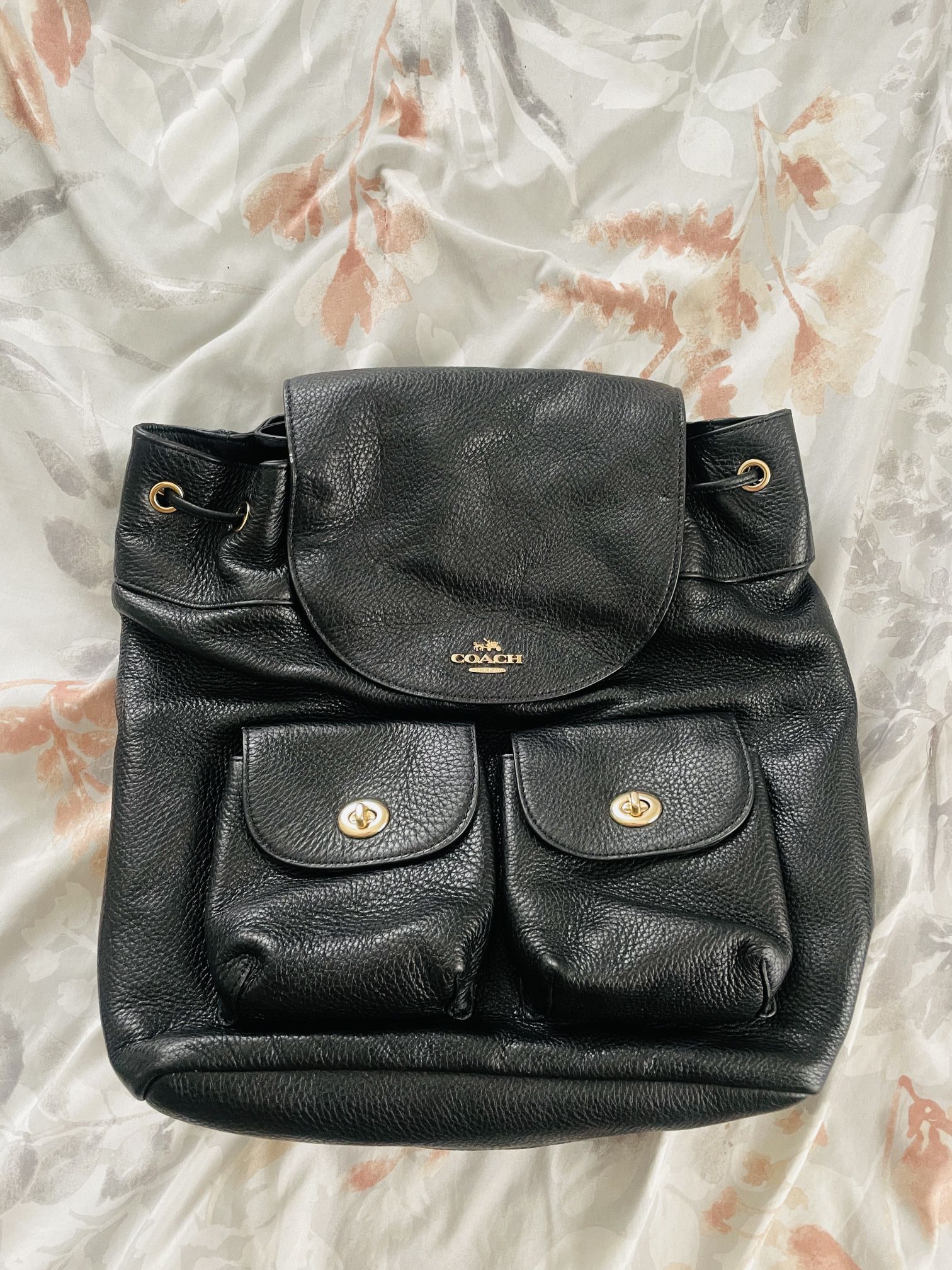 Coach Billie Backpack In Pebble Leather Black