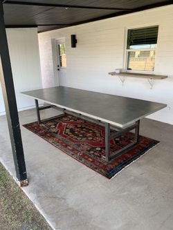 Concrete Dining Table - 10 Ft W Custom Steel Base