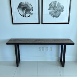 Williams Sonoma Console Table - Solid Wood + Metal Base