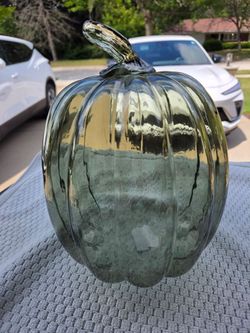 Green glass pumpkin. Like new