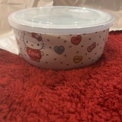 Hello Kitty Ceramic Bowls With Lids Set Of 2 