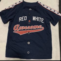 Boys or girls size 5T fourth 4th of July patriotic jersey style shirt 