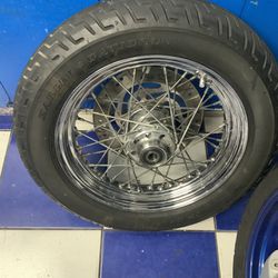 2003 Harley Soft tail Custom Front Rim With Good Tire And Rotor $200 
