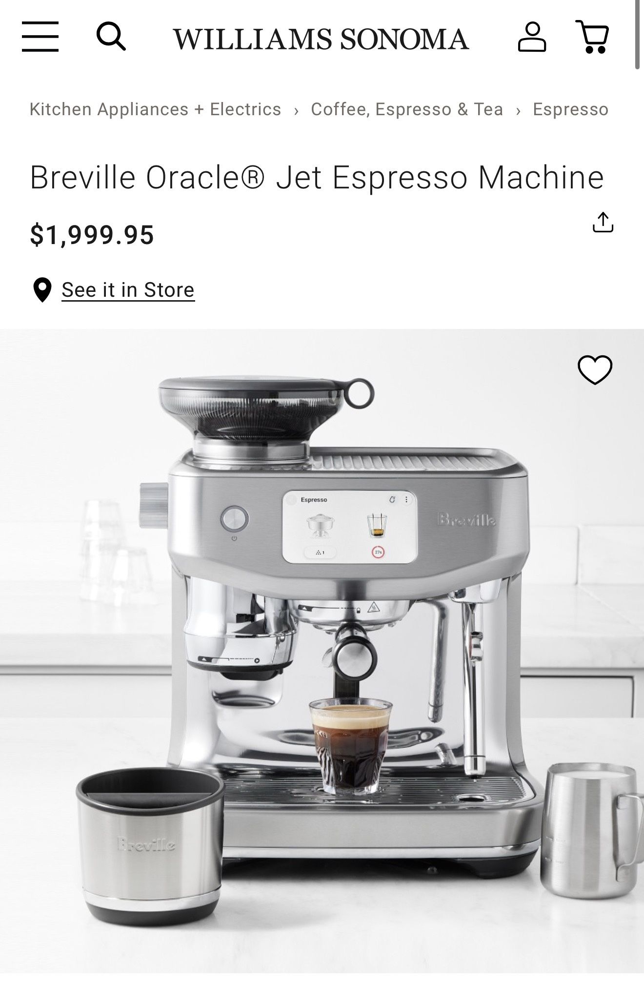 Breville Oracle Jet Espresso Machine Coffee Maker