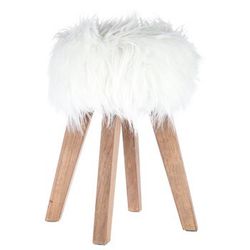 NEW! White Faux Fur Wood Stool - ONLY $10 - Paid $NEW