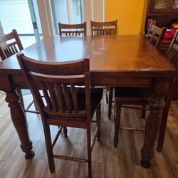 Solid Wood Extendable Dining Table + 8 Chairs