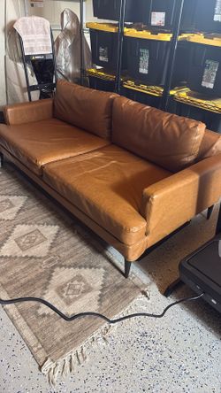 West Elm Andes 76.5 Sofa with vegan leather slipcover