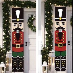 Nutcracker Christmas Decorations Outdoor | Nutcracker Soldier Vertical Christmas Signs | Vintage Christmas Porch Decorations | Nutcracker Banners