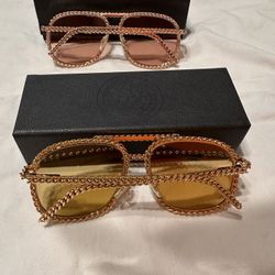 VINTAGE FRAME COMPANY SNATCH FULL CUBAN EDITION 24K GOLD PLATED FRAME YELLOW GOLD PAIR AND ROSE GOLD PAIR