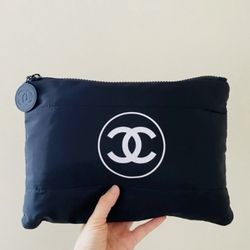 Brand New Chanel Black Puffy Padded Makeup Pouch/Clutch/iPAD Case (large size)