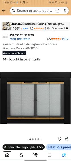 Pleasant Hearth Arrington Small Glass Fireplace Doors AR-1020